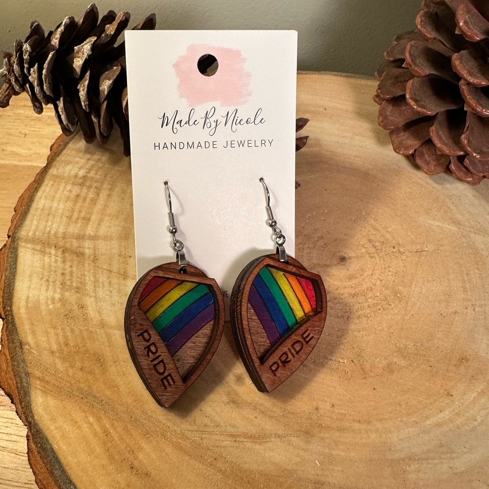 Hand Crafted Wooden Pride Earrings